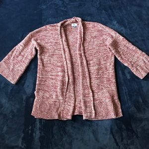 Old Navy Red/White Open Front Bell Sleeve Cardigan